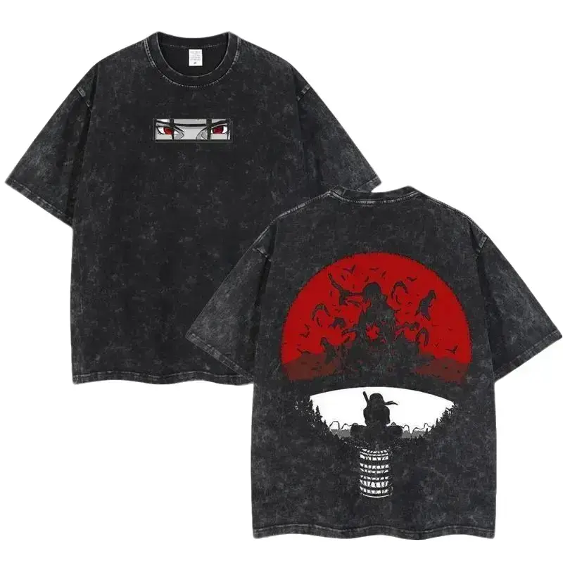 Retro Vintage Limited Uchiha Itachi the Betrayer - Naruto Anime Double Printed Washed Tee Unisex couple T-shirts Oversize Anime Manga Lightweight Cotton T-Shirt Anime Fan Anime Lover Unisex Casual Streetwear Manga Graphic Tee anime manga-style graphics Ov