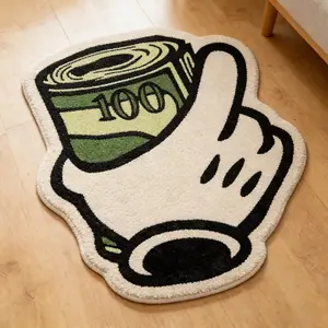 Funny Money Pattern Bedroom Rug, Irregular Shape, Soft and Comfortable, Trendy Cartoon Design, Ideal for Living Room/study, Home Decor, Cool Theme Rug