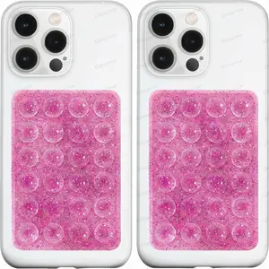 Glitter Rose Red Silicone Suction Phone Case Mount, 2PCS Non Slip Suction Cup, Silicone Adhesive Suction Cup Mount, Strong Grip Holder for Selfies and Videos Hands-Free Phone, Smartphone Accessories, Silicone Adhesive Stand Sticky for Cell Phone