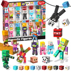 Magnetic Building Blocks - 20 Pcs Magnetic Action Figures Playset, Magnetic Building Block Toys with Magnetic Cubes, 360° Rotating Arms and Legs, Creative Play Set for Kids 6+, Birthday Gifts for Boys Girls