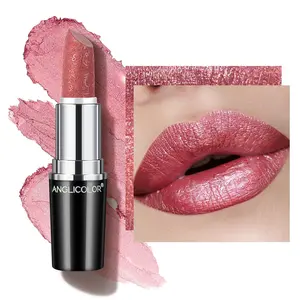 Anglicolor Glitter Metallic Pink Lipstick,High Impact Lipcolor,Lightweight Hydrating Formula Smooth and Non-Sticky,Rose Lipstick For Women,Full-Coverage Lip Makeup(01 COSMOPOLIS, 4g)