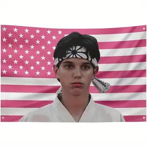 Ralph Macchio The Karate Inspired American Flag Wall Hanging - 4x6ft Patriotic Fabric Decor with Grommets, Indoor/Outdoor Use for Bedroom, Living Room, Parties, Gift, Karate Gift