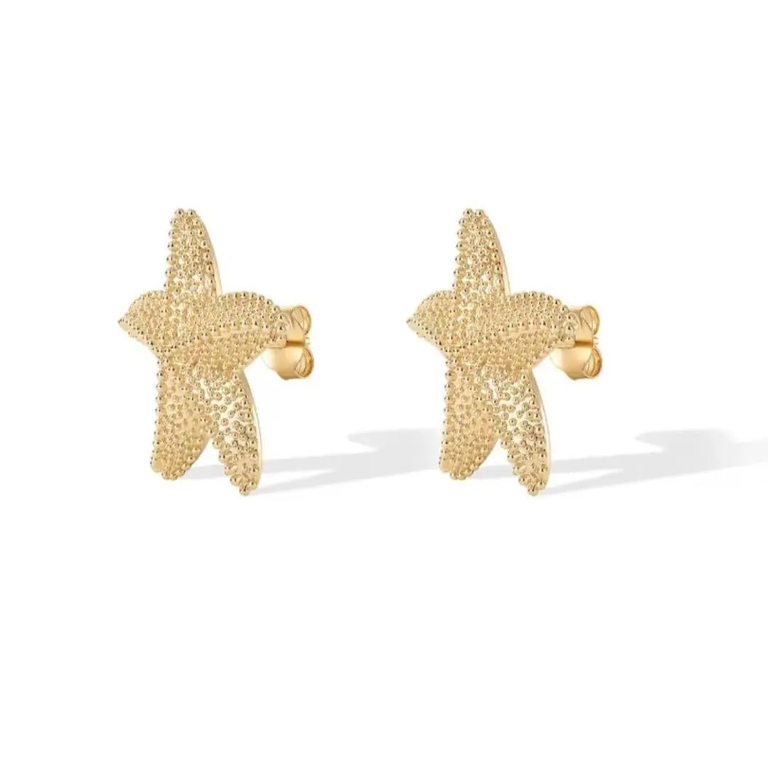 Tewiky Posts Starfish Statement Earrings for Women | Chunky Ocean Starfish Stud Earrings | Hypoallergenic Jewelry