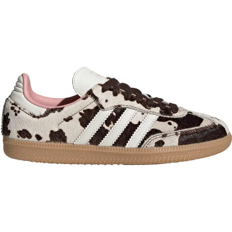 adidas Samba OG Cow Print (Women's) -Dark Brown, White & Babypink Classic Silhouette Comfortable Fashionable Casual Wear Shoes for Stylish Everyday Use
