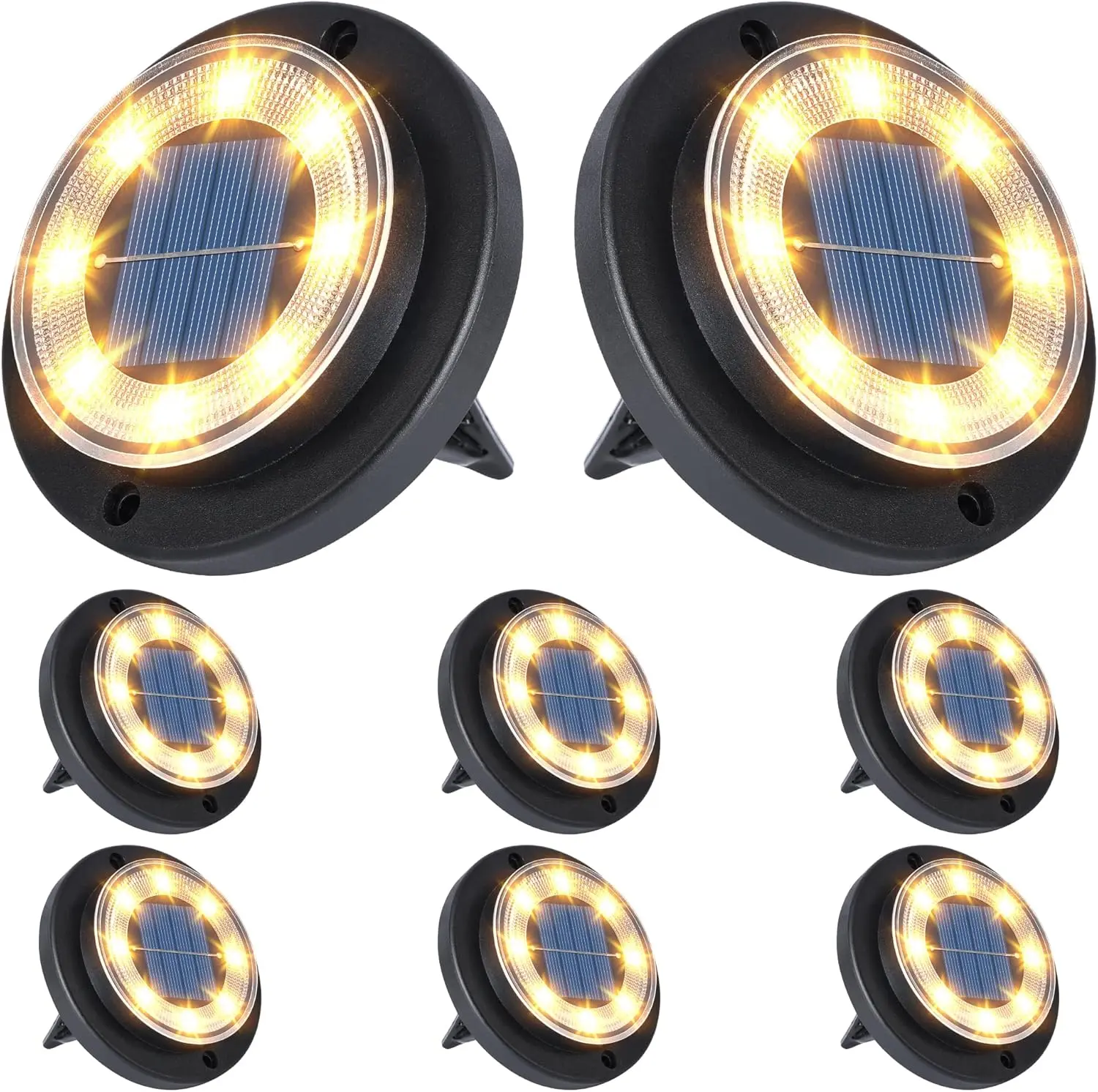 Solar Ground Lights - Solar  Lights Outdoor Solar Disk Light  Landscape Light for Patio Yard Pathway Walkway Driveway (Warm White, 8 Pack)