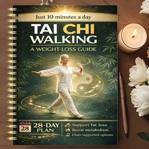 Tai Chi Walking Healthy Weight Loss Method for Seniors, 28-Day Sequential Exercise Plan with Chair Aid, Joint-Friendly Low Intensity Workout, Guided Journal
