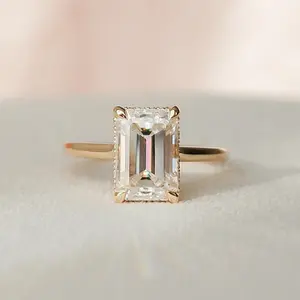 3.0 Carat Emerald Cut Solitaire Band With Shoulder Accents