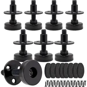 Furniture Leveling Feet Heavy Duty, Adjustable Furniture Feet Levelers Screw on Heavy Duty Desk/Chair/Cabinet/Dresser/Bench Leg Leveler, Round T-Nut Kit 3/8”-16 Thread (8 Pack, Black)