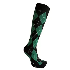 Argyle Socks from the Sock Panda (Knee High) Forest Green and Black