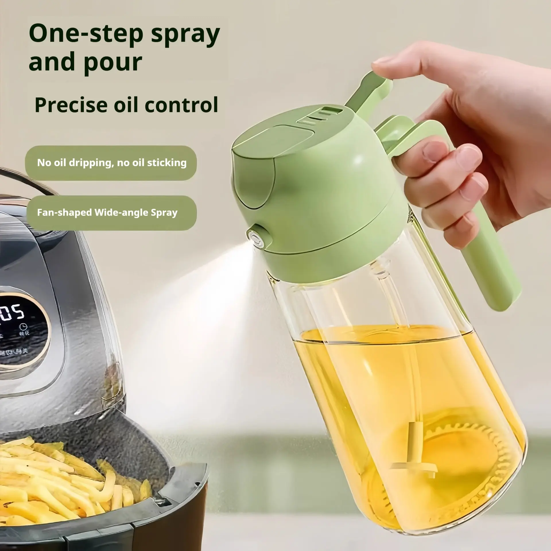 Automatic Spray Oil Bottle, Self-Opening & Closing, Thickened Sprayer, Kitchen Essential, Kitchen Oil Dispenser, No Drip Design, Edible Oil Mister, Oil Sprayer For Cooking, Cooking Oil Container