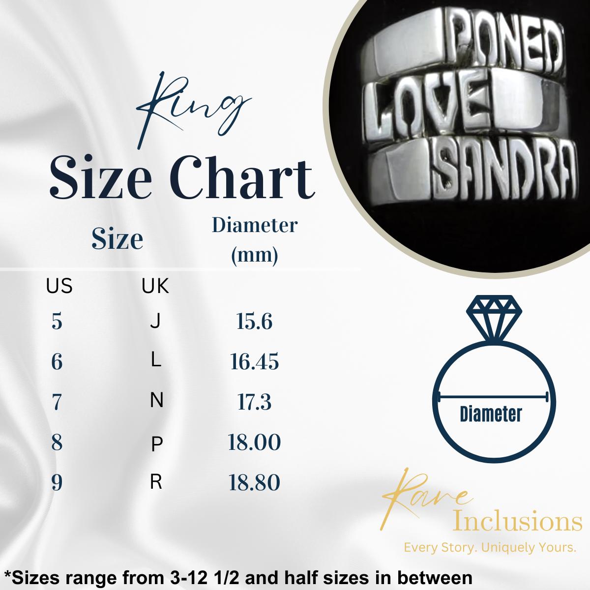 Personalized Name, Initial Ring Hand Carved In Solid Sterling Silver 925 Handmade To Order