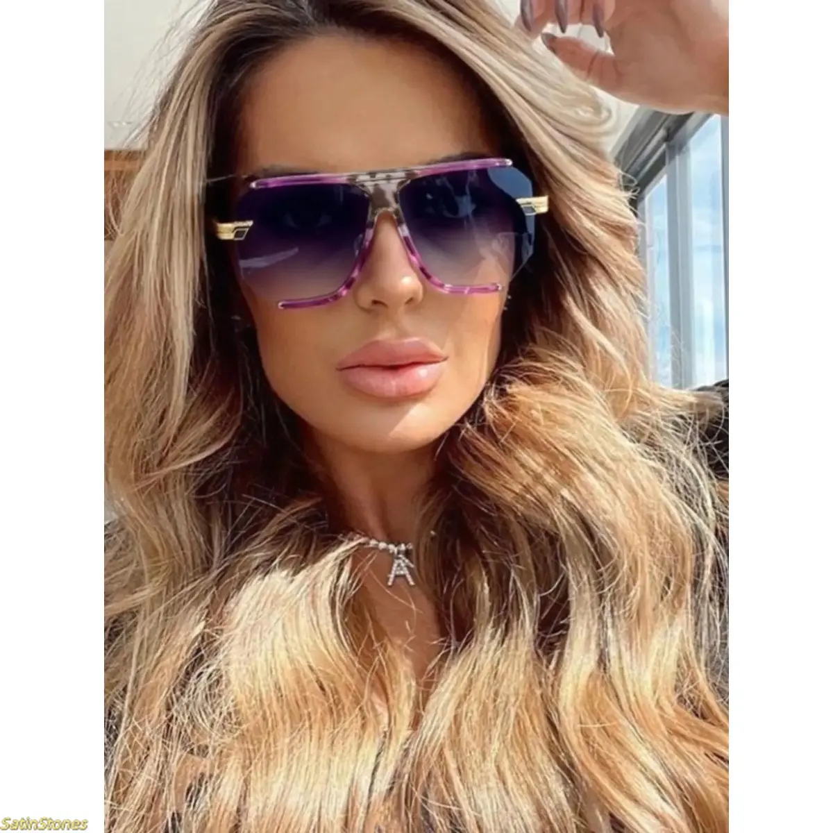 Women's Classic Aviator Sunglasses 2026 - Black Gold, Trending Bi-Beam Semi-Rimless Square Frame, Metallic Finish, Unique Metal Temples, Blue Light Blocking Lenses, Natural Material, Unisex Fashion Eyewear Accessory,summer outifit,travel essentials