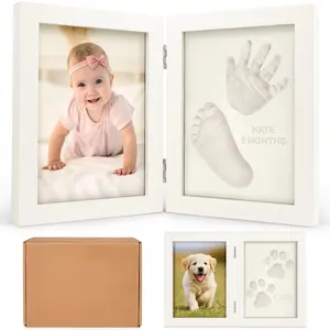 Baby Hand Foot Clay Frame Kit, DIY Photo Display Stand, Safe Non-Toxic Memorial Gift, Perfect Holiday Present, 1pc Foldable Picture Frame