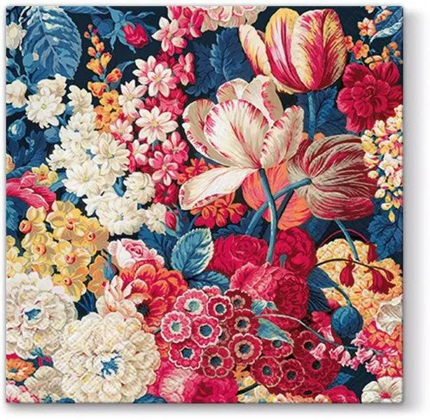 Tulips on Blue Luncheon Napkins Tulips on Blue Luncheon Napkins