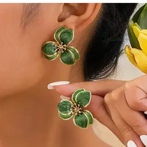 Ladies' elegant floral earrings with alloy petals designed for parties and music festivals, worn all season shopping spree