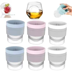 Summer Cooling Essentials 6-Pack Ice Ball Molds - 2.4" Large Spherical Ice Cube Trays for Whiskey & Cocktails, Reusable Silicone Freezer Mold for Cold Drinks,Hockey Puck Ice,   Perfect for Whiskey, Coffee, Cocktails, Coke ,Cold Beverages