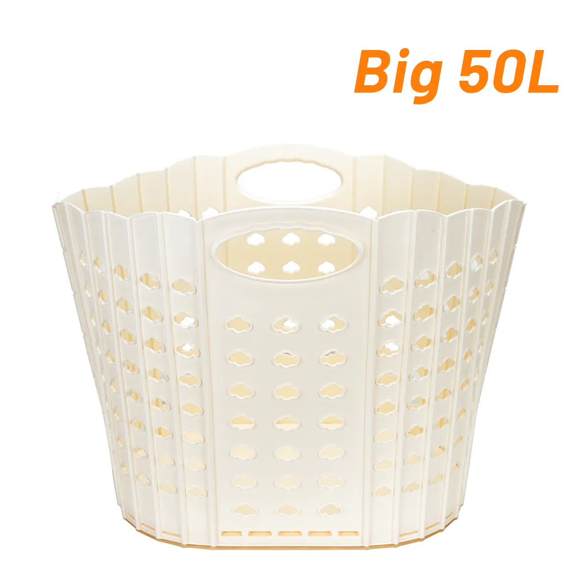 Standard Durable 50L PP Polypropylene Laundry Basket with Handle, Collapsible Hamper, Foldable Storage Organizer for Home Laundry Room, Bathroom Essentials