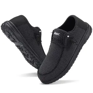 Steel Toe Loafers Men Lightweight Comfortable Slip On Walking Casual Flats Sneakers Work Safety Shoes Runner Closed Footwear Trainer Boy Training Running Athletic Breathable Moccasins Fathersdaygift