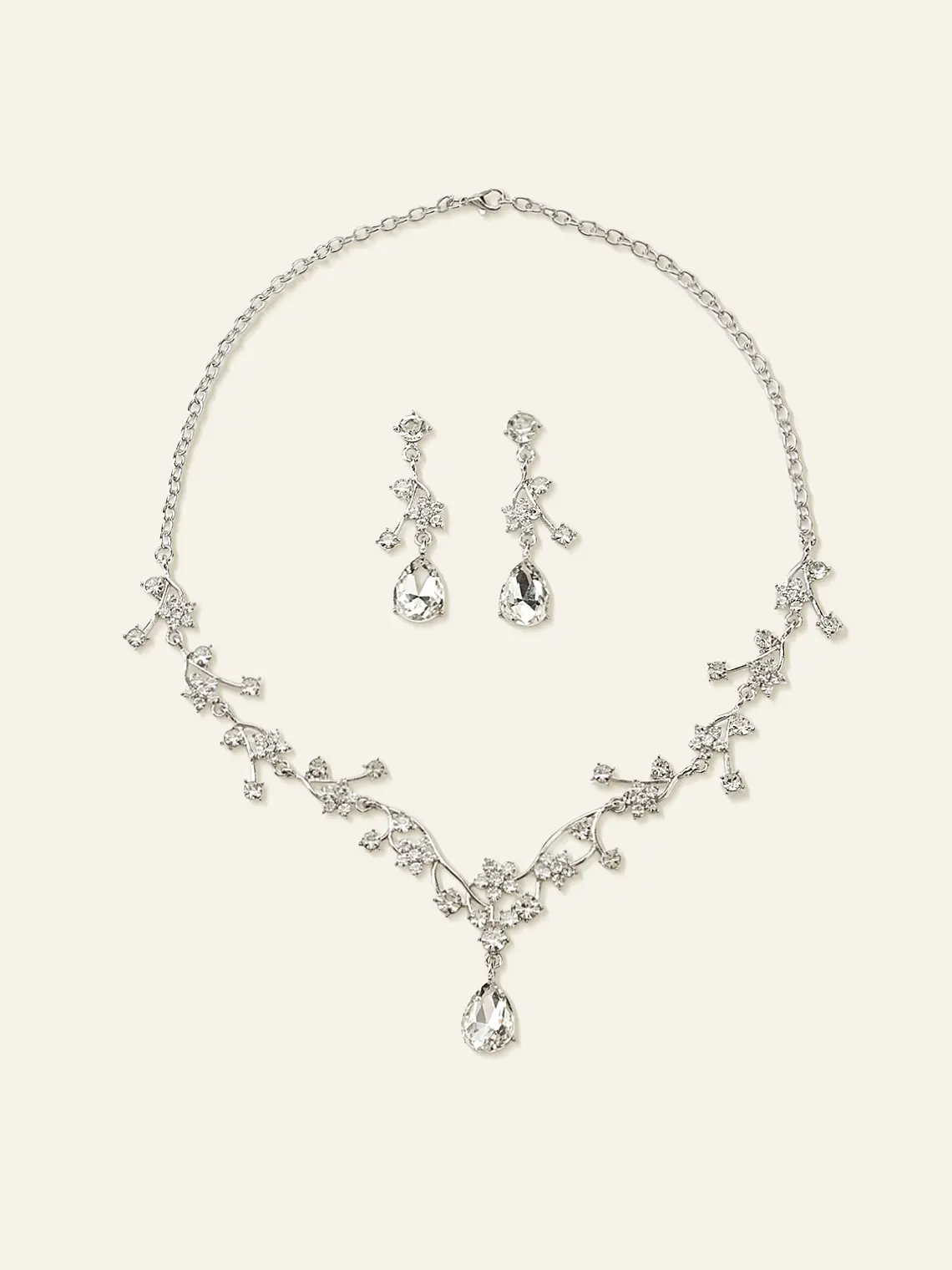 Azazie Crystal Rhinestone Necklace and Earrings Set Sparkling Rhinestone Light-Catching Crystal Coordinated Set Polished Shine Wedding Guest Prom Party