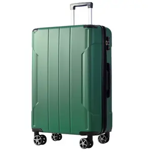 28 Inch Luggage with Spinner Wheels, Black Checked Luggage, Lightweight Durable ABS Suitcases with Double Wheels for Travel, Business Trips, Vacations (Green, 28 Inch)