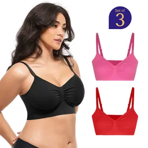 Shapellx Bare Essentials Skin Flow Smooth Unlined Wireless Bra – 3-Pack Bundle