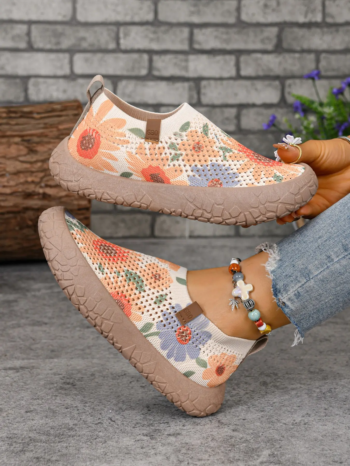 Tiktok Rural Fresh Style Summer Must-Have, Casual Less Than Ankle Shoes, Fabric Upper Rubber Sole, All over Print Flower, Strongly Recommended