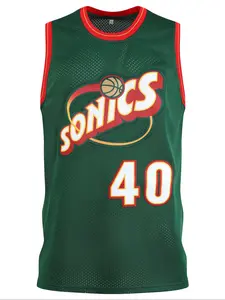 Men's 40 Embroidered Basketball Jersey, Casual Short Sleeve Vest, Fitted Letter Pattern, Long Clothing, H Type Style