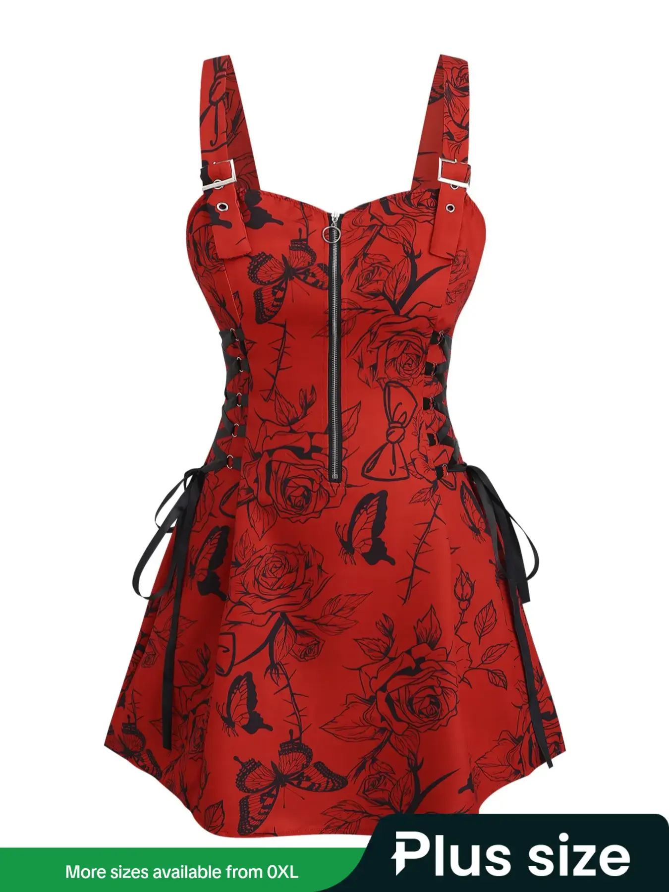 Women's Plus Size Halloween Skull Dress, Casual Chic Fitted Slim-fit Spaghetti Strap Zipper Dress, All Over Print Summer Fashion Style, Casual Fashionable Dress, Womenswear