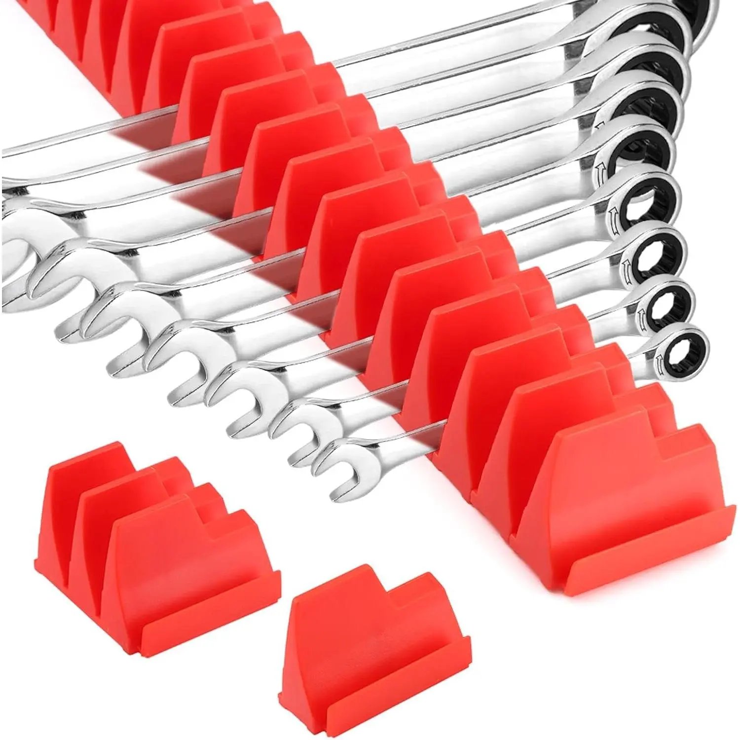 Wrench Organizer for 40 Wrenches, Improving Efficiency Magnetic Wrench Holder, Wall-Mounted Pliers Holder Tool Organizer for Tool Box Storage, Red