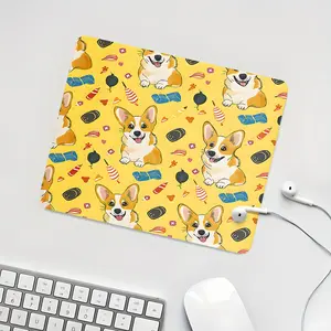Corgi Full Print Happy Style Square Mouse Pad, Soft Cute Healing Desktop Decoration Protection Pad, Rubber Non-Slip Lock Edge Small Size Pad, Suitable For Laptop Desktop Games Work, Ideal Soft Cute Healing Gift For Family And Friends