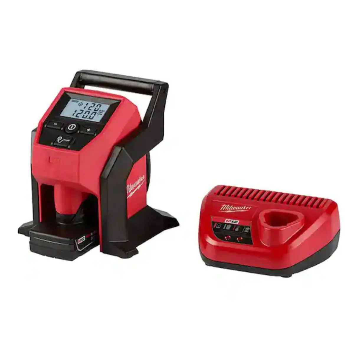 Milwaukee M12 Tire Inflation Kit (2475-21XC) - Portable Air Pump, 4.0 Ah Battery, Charger, Anti-vibration, Backlit PSI Read, Truck & Vehicle Tire Inflator