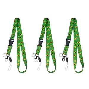 3 Pieces Green Sunflower Lanyards Airport – Personalized Lanyard Cute and Cool Sunflower Lanyard Autism for Keys, Key-chains, Wallets, and ID Card Holders – Features a Quick-Release Buckle and Stylish Design, Gift for Christmas and New Year