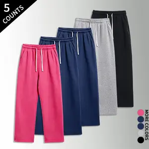 “5-Pack/5 Counts” — Vibrant solid-color loose sweatpants, ultra-oversized casual streetwear long pants