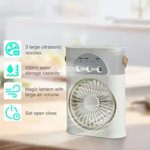 Cooling Spray Fan 2025 4000mAh Rechargeable 8-12 Hours Battery Life Portable 3-in-1 Air Humidifier with LED Night Light & 7 Color Lights for Home Battery Powered