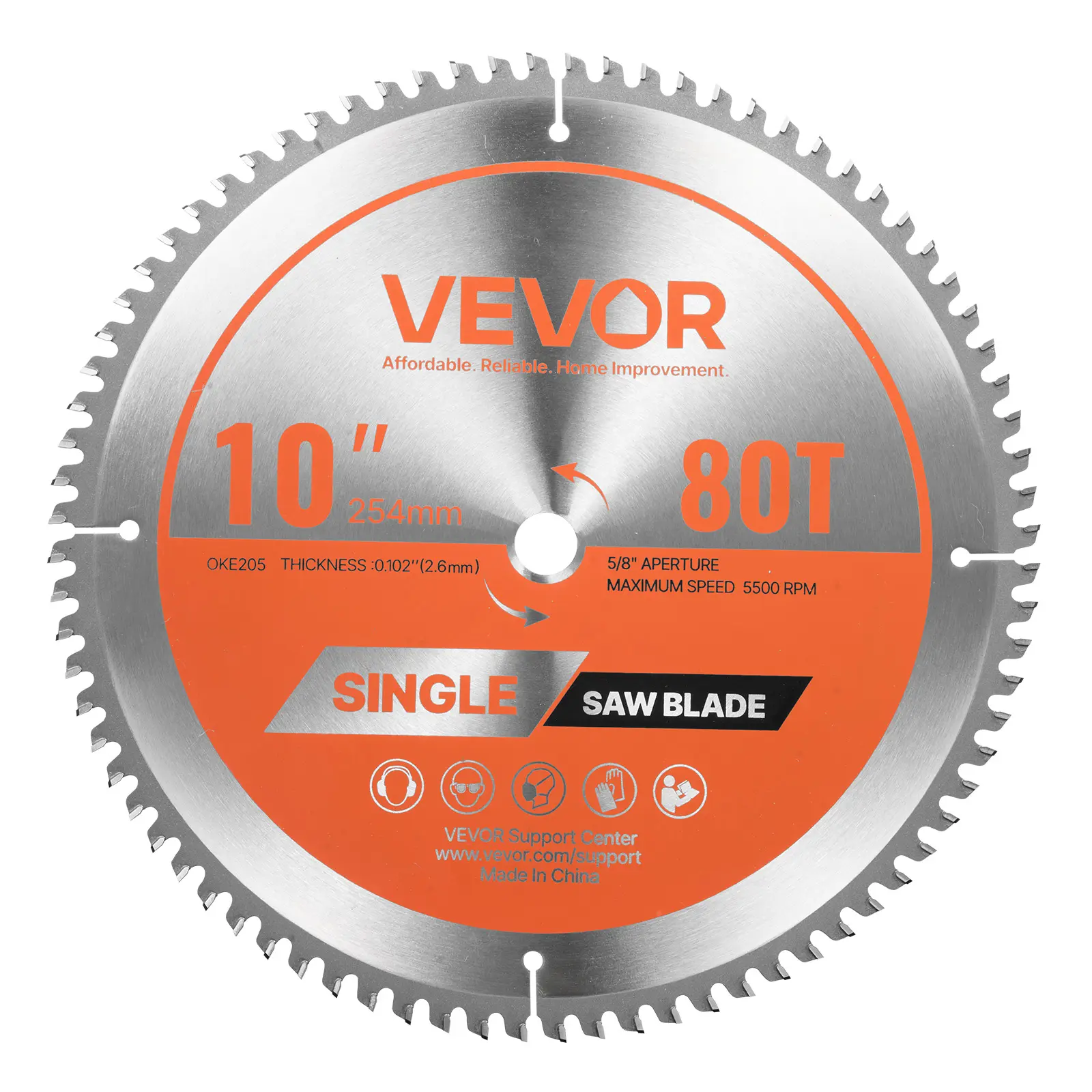 【Summerfinds】VEVOR Circular Saw Blade,254 mm Diameter80 Sharp Alloy Teeth15.875 mm ArborFine FinishAluminum Cutting Blade for Circular Sawwith Noise-Reducing Heat Ventsfor Cutting Steel and Metal, Cutting Performance, Precision