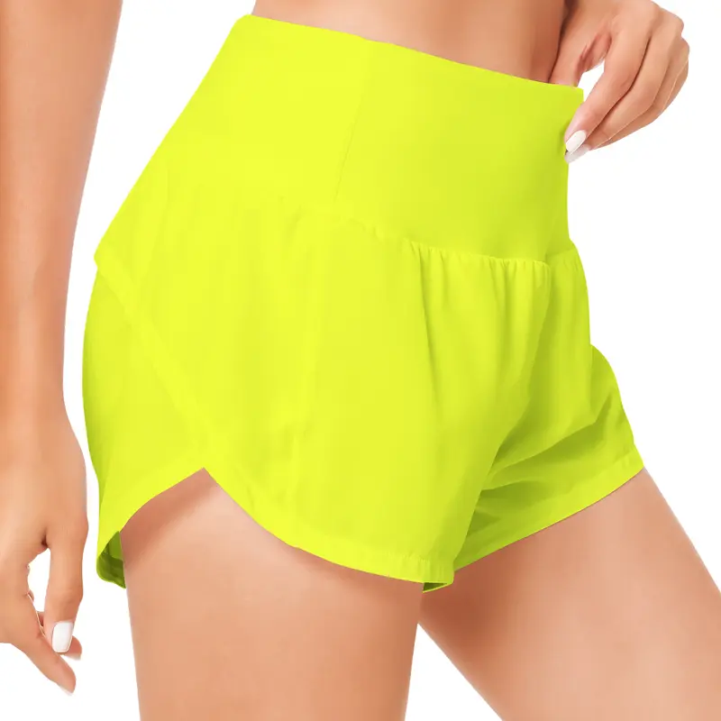Women's High-Waisted 2-in-1 Polyester Pocket Athleisure Shorts - 2.5" Short Cut, Quick-Dry, Stretchy, Breathable, Weightless, Low Iron, Camo Options, Lined Universal Biking & Gym Wear