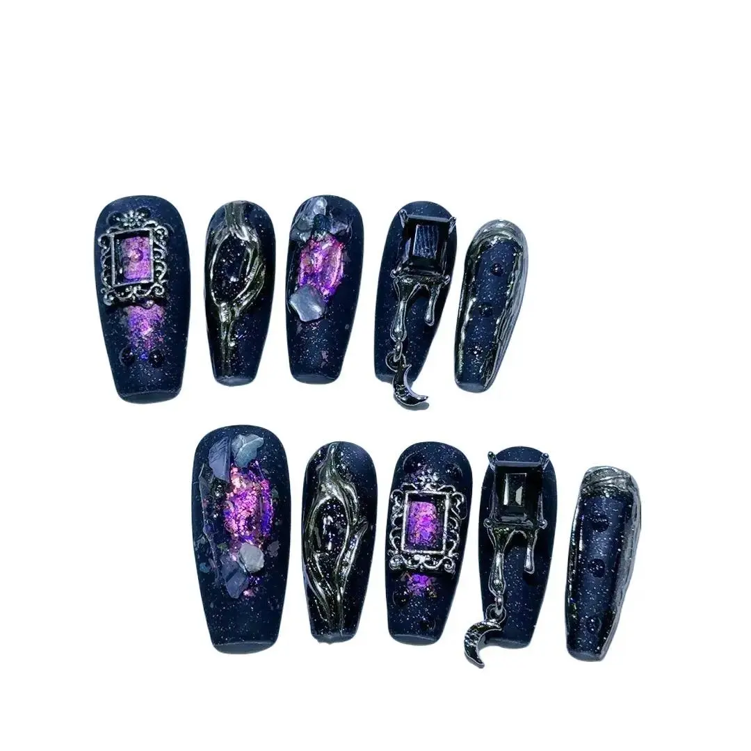 E5  Handmade Press-On Nails- Y2K Millennial Spice Detachable Press-On Patches, Winter-Ready Glue-On Transferable Nail Art Products- Y2K Millennial Spice Detachable Press-On Patches, Winter-Ready Glue-On Transferable Nail Art Products