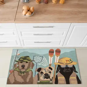 Lush Decor FRONTPORCH Indoor/Outdoor Hand Tufted Durable Area Rug - Transitional Home Animal Camping  (Fishing Patrol)