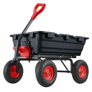 [NEW - FLASH SALE]  Garvee 800 lbs Poly Garden Dump Cart, Heavy-Duty Wheelbarrow with 10-Inch Tires, 180° Rotating Handle, Steel Frame and Quick Release System Garden Dump Cart for Soil Plants Gardening Tools Wood