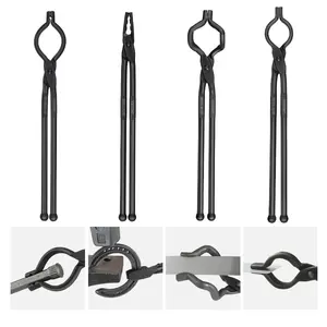 summervibes VEVOR Blacksmith Tongs, 18 4 PCS, V-Bit Bolt Tongs, Wolf Jaw Tongs, Z V-Bit Tongs and Gripping Tongs, Carbon Steel Forge Tongs with A3 Steel Rivets, for Beginner and Seasoned Blacksmiths, Bladesmiths, A3 Rivets