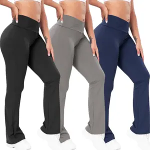 Women Butt Lifting Flare Leggings Tummy Control Wide Leg Flared Yoga Pants Athletic Wear Flattering Fit