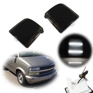 2pcs Smoked White LED Side Corner Lights For 1995 1996 1997 1998 1999 2000 2001 2002 2003 2004 2005 Chevrolet Astro GMC Safari,Replace OEM 16524076, GM2551139,, 16524075, GM2550139