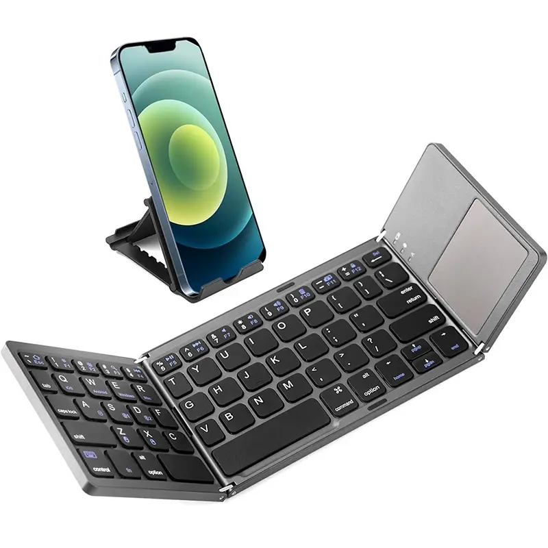 Ultra-Thin Wireless Mini Three-Fold BT-compatible Keyboard, Portable and Compact Design, Ideal for Travel and Daily Use, Easy Connectivity, Folding Wireless Keyboard, Rechargeable Wireless Keyboard, Foldable Keyboard