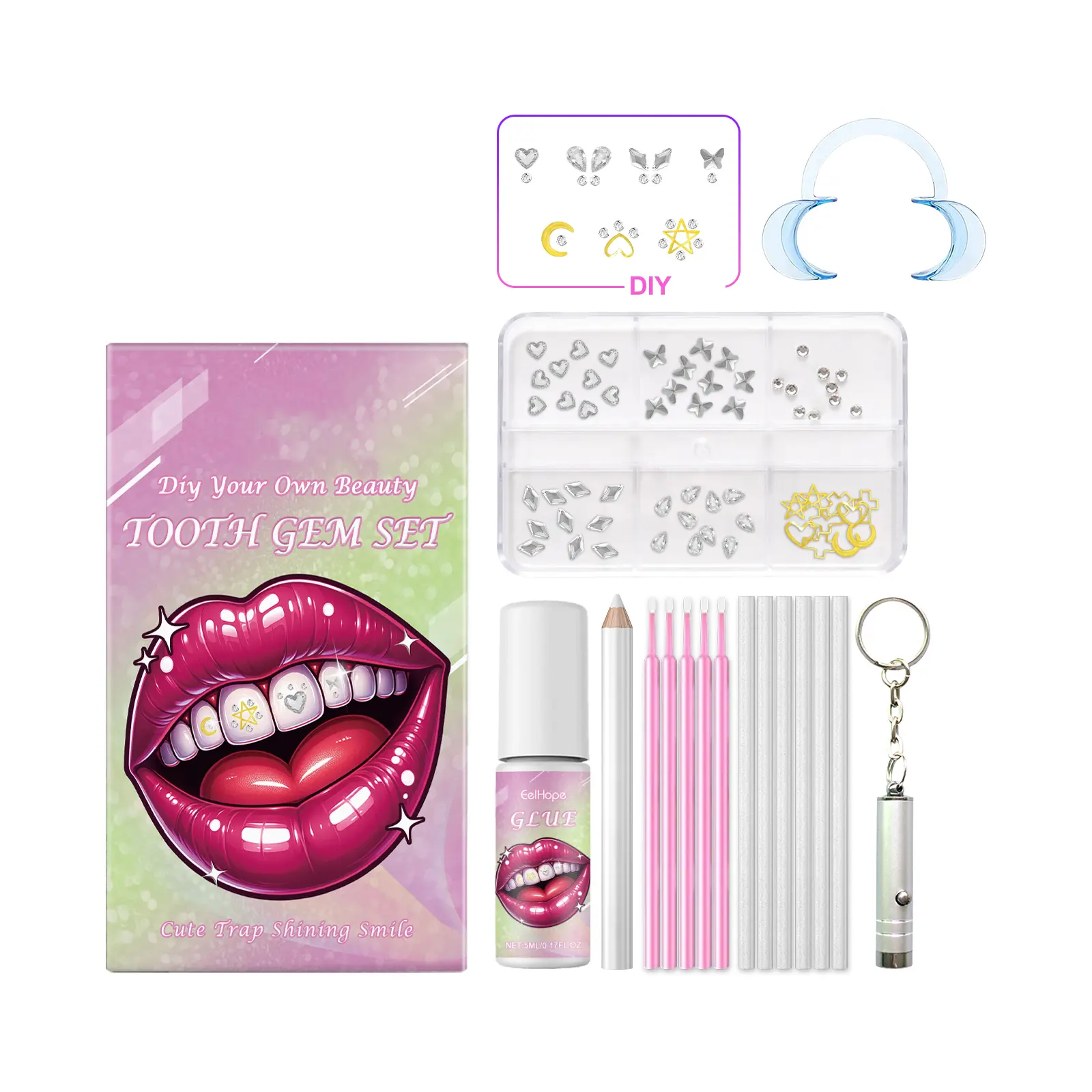 DIY Rhinestone Temporary Teeth Decoration Set - Personalized Cosmetic Accessory for Beauty & Personal Care Makeup, Temporary Tattoos Use