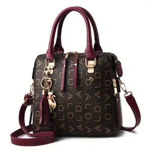 1 pcs ladies fashion crossbody bag, zipper closure shoulder handbag, polyester lining, colorful monogram print on the edge, casual ladies purse, wallet crossbody bag crossbody  bag  women