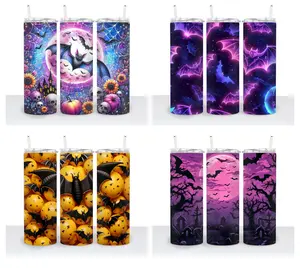 Halloween Bats (2024) Choice - 20oz Tumbler Bottle Drinkware Lid Plastic