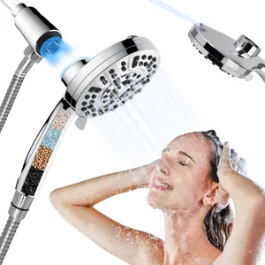 PHANCIR Magnetic Filtered Showerhead with 10 Spray Modes, 5" Large Anti-Clog Handheld Shower Head, Hard Water Softener Filter, 59" Hose & High Pressure for Bathroom