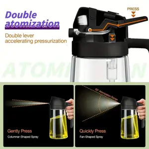 1 Piece 2-in-1 Glass Oil Dispenser with Spray and Pour, 470 ml/16 oz, PVS-Free, Non-Stick Silicone Rings for Cooking, Grilling, Salads - Kitchen Gadgets, Cooking Accessories | Dual Function Sprayer|Clear Glass