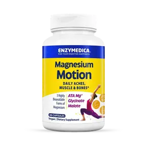 Enzymedica Magnesium Motion Supplement for Women & Men - Triple Magnesium Complex, ATA Mg, Malate & Glycinate, Muscle & Bone Health Support Capsules, High Bioavailability, Vegan, Gluten Free - 60 Caps