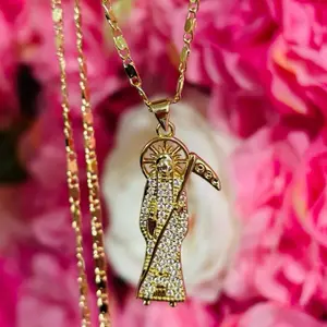 Mini Holydeath Rhinestone Necklace 55cm chain